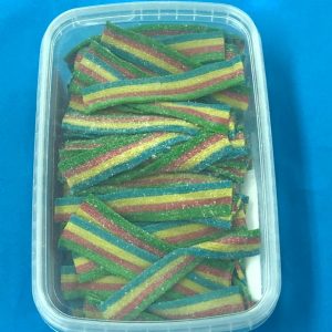 Gomitas tiras multicolor bandeja 500g